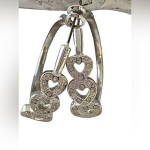 Nancy & Rise Vintage Love Interlocking Heart Hoop Silver Tone Earrings Sparkly